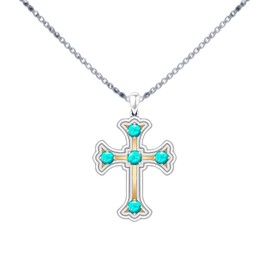 EKJQB Turquoise Cross Necklace For Women 925 Sterling Silver Christian Religious Cross Pendant Boho Native America Western Jewelry Gift For Christmas Birthday