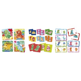 Lisciani - Baby Dinoland - 3 Games in 1 - Educational Games - Puzzles - Memo - Logic - Dinosaur Games - For Children from 1 to 4 Years - Carotina Baby - Made in Italy