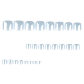 IMRAIN Blue Press on Toenails Short Square Fake Toe Nails Glossy Acrylic Chrome Glue on Toenails 12 Sizes - 24 Toe Nail Kit with Glue