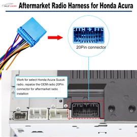 16Pin Aftermarket Stereo Wiring Harness for Honda 1999-2008 Acura 1999-2008 Suzuki 1998-2011, 8Pin+8Pin Android Car Stereo Harness Adapter for Accord Civic CR-V Car Radio Stereo Wiring Harness