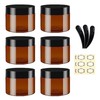 6 Pack 100ml Empty Amber Plastic Jars with Black Lid,