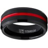 Metal Masters Men's Titanium Ring Wedding Band, Black and Red