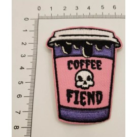 Turtle Trinkets Coffee Fiend cup Iron-on Embroidered Hard Rock Band Patches #210