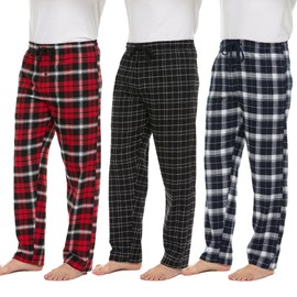 Pajama Pants for Men - 3 Pack Pajama Bottoms - Cotton Blend Flannel Plaid Lounge Pants, Comfortable PJ Pants (Set B, XX-Large)