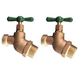 EZ-FLUID PLUMBING 3/4" MIP X 3/4" MHT Male Hose Threaded Hose Connector Hose Bib,Heavy Duty Brass No-Kink Hose Bibb Water Faucet,Outdoor Garden Hoses Spigot Shut Off Valve Hose Facuet Bibs (2 Packs)