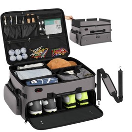 Mogplof Extra Large 2 Layer Golf Trunk Organizer, Golf Gifts for Men Golfers, 20"x 14"x 10" Water-resistant Car Durable Golf Organizer for 2 Pair Shoes, Balls, Tees, Clothes, Gloves, Accessories