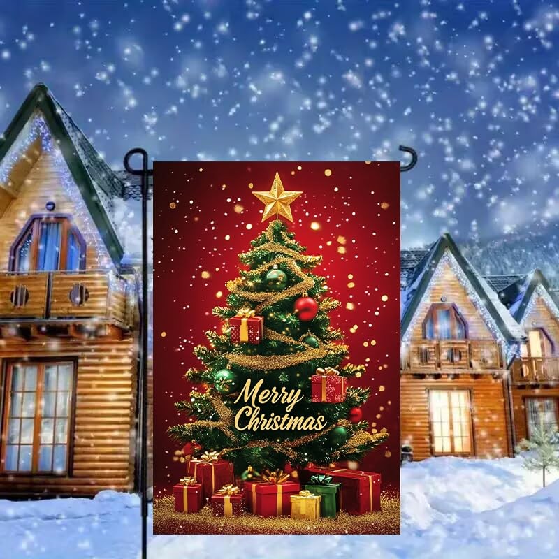 Merry Christmas Trees Garden Flags for Outside 12x18 Inch Double