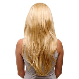 WIG ME UP - H9505-611B Clip in Hairpiece with 7 Clips, 3/4 Wig Blonde Golden Blonde Light Blonde Mix, Highlighted 60 cm, Straight Hair, Hair Extensions Wig