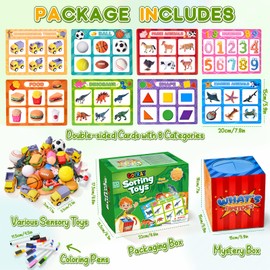 Golray Sorting Toys for Toddlers with Mystery Box, Educational Sorting Games with 8 Themes and 52 Matching Pieces for Preschool & Home Learning, Speech Therapy Toys, Montessori Gift for Kids Ages 3–5