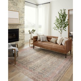 Loloi Angela Rose Aubrey Collection AUB-03 Ocean/Spice 7'-6" x 7'-6", .19" Pile Height, Round Area Rug