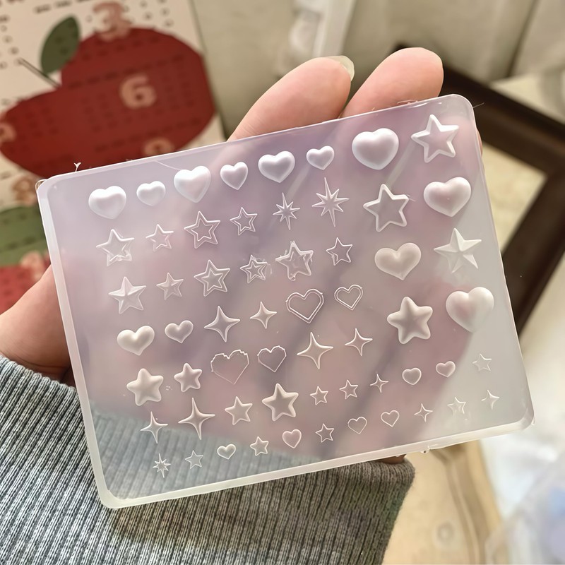 3D Nail Molds Heart, Stars, Starburst Nails Charms Design, Silicone