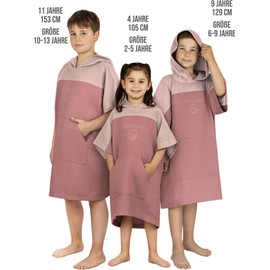 Children's Bath Poncho Made of Waffle Pique 100% Bamboo Viscose - Towel Poncho with Hood Lightweight and Compact - Surfer Poncho Made in Europe, pink