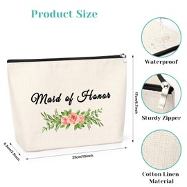 Wedding Gifts for Bridesmaid Bridal Shower Gift from Bride Makeup Bag Thank You Gift for Bridesmaid Proposal Gift for Bridesmaid Cosmetic Bag Maid of Honor Gift Travel Cosmetic Pouch