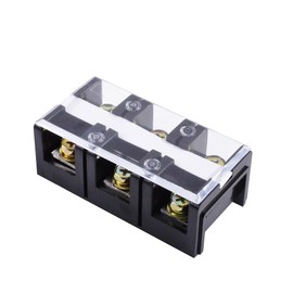 Skweawert 3 Positions Dual Rows 600V 100A Screw Terminal Junction Block, Cable Wire Barrier Block Terminal Strip with Cover Used for Electrical Project, TC-1003