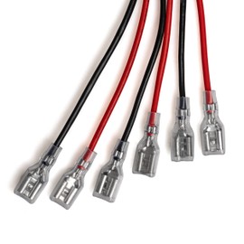 SLA Battery Terminal Leads, Female Spade Quick Connect/Disconnect 6.3mm F2 Type Terminals with Insulated Sleeves and Heavy Duty 16 Guage Wires - 6 Pieces