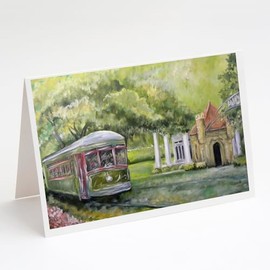 Caroline's Treasures Streetcar Next Stop Audubon Park Greeting Cards Pack of 8 Blank Cards with Envelopes Whimsical A7 Size 5x7 Blank Note Cards