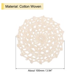 uxcell Fabric Coasters, 4pcs 4" - Cotton Woven Crochet Doilies, Lace Embroidery Placemats with Floral Pattern for Wedding Party Decoration (Beige)