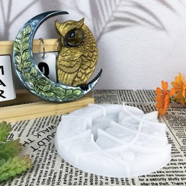 XYQHOAC - Molde de resina para colgar en la pared, diseño de búho luna, diseño de búho grande, molde de resina epoxi de búho, moldes de silicona para colgar en la pared, manualidades, mesa para