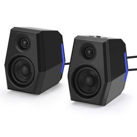 Sanyun SW209 36W Computer Gaming PC Speakers - 2.75" Fiberglass Woofer and Silk Dome Tweeter - Built-in 24bit DAC Dynamic 3D Surround Sound - Bluetooth 5.2 USB 3.5mm Aux Inputs - RGB Light - Black