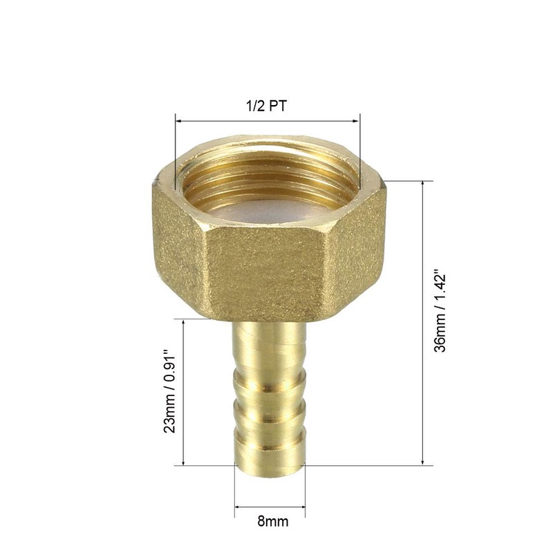 sourcing map Brass Nozzle Hose Connector Adapter 8 mm x