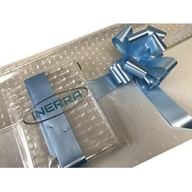 INERRA Gift/Hamper Wrapping Kit - 2 Metres White Dot Film Wrap (Folded) & 14 Loop 7" Bow - Large Colour Range (Baby Blue)