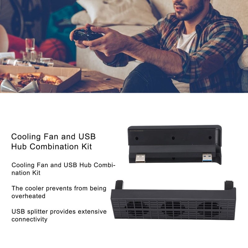 Bewinner Slim Game Console Cooling Fan and USB Hub Combo,