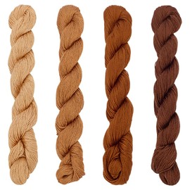 FREEBLOSS Pack of 4 Sashiko Yarn Sashiko Strand 4 x 100 m Embroidery Thread Made of Pure Cotton Japanese Sewing Threads Quilt and Stick Sewing Kit Accessories 4 Brown Theme Colours
