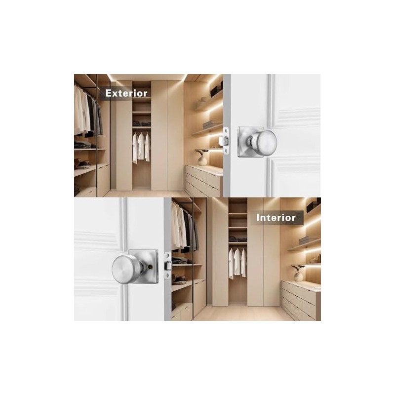 STARPY 6 Pack Brushed Nickel Door Knobs with Square Rosette,Pismo