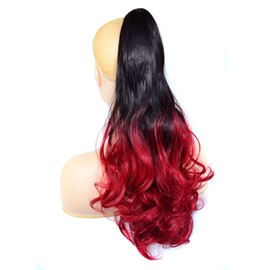 Curly Ponytail Hair Extensions Pony Tail Clip in Hairpiece (Red, One size)