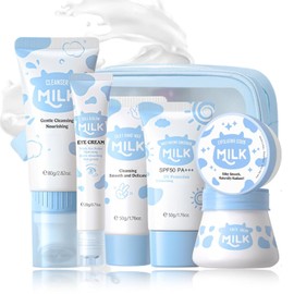 Evolvique Set De Cuidado Facial Con Leche Para Adolescentes - Regalo Ideal Para Chicas De 10 A 12 Años - Set Hidratante - Kit De Rutina De Cuidado Facial Para Mujeres - Cuidado Facial Para Niñas De 10