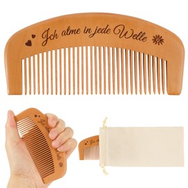 BOOMTOP Birth Comb, Wooden Pregnancy Gift, Wooden Comb, Labor and Delivery Utensils, German Language, I Breathe in Every Wave for Pregnant Mothers with Fabric Bag