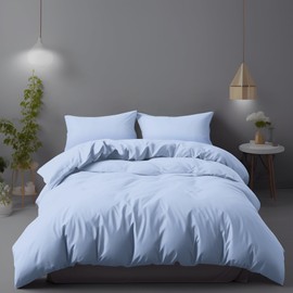 LivinEase Bed Linen 135 x 200 cm Set - Microfibre Duvet Cover 135 x 200 cm + 1 Pillowcase 80 x 80 cm - Bed Linen Spa Blue