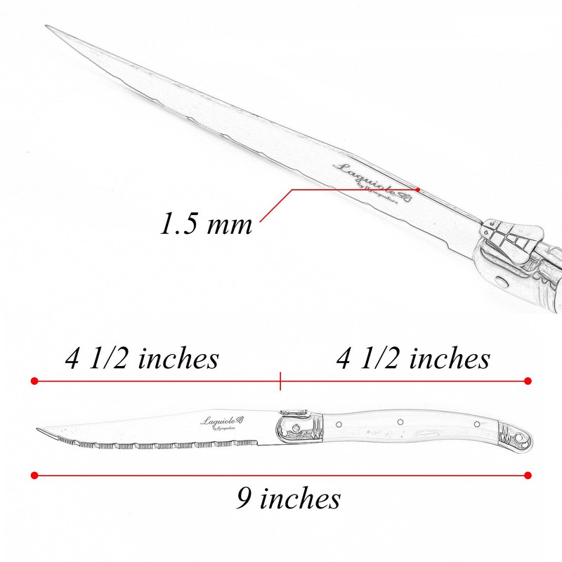 Laguiole By FlyingColors Steak Knife Set, Stainless Steel, Red Handles,