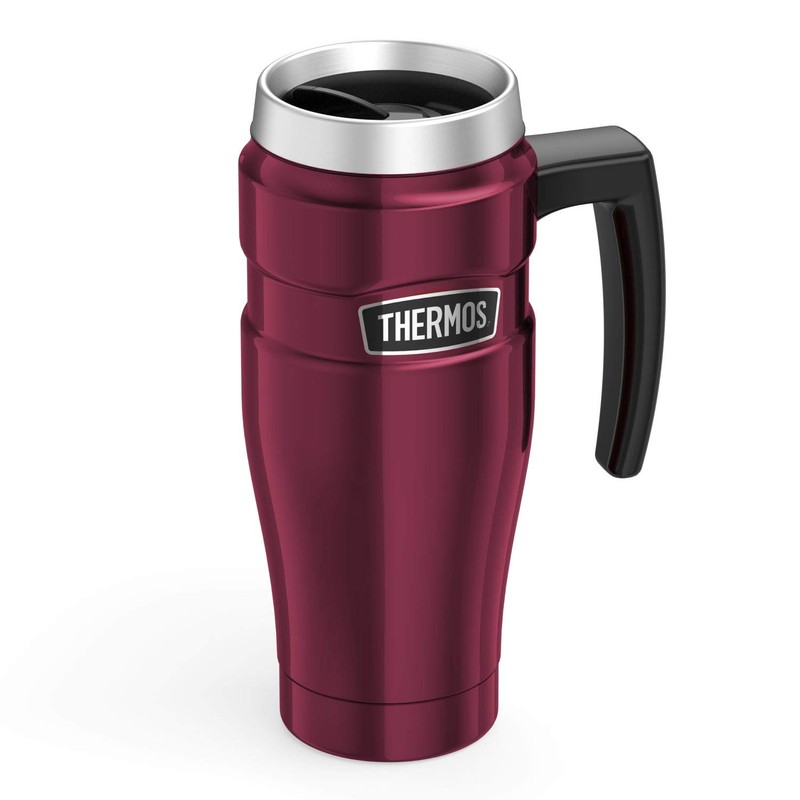 Thermos Travel Mug, Stainless Steel, Raspberry, 470ml