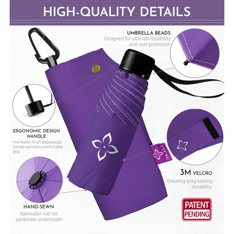 LILAC Travel Mini Umbrella parapluie Compact Small & Portable, Windproof