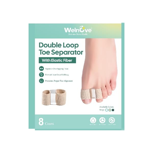 Welnove Bunion Toe Separators for Overlapping Toes - 8 Pcs