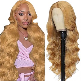 Salharer Real Hair Wig for Women Wigs Body Wave Human Hair Wig 13 x 6 Lace Front Wig 100% Brazilian Wigs Real Hair with Baby Hair Any Part Honey Blonde Colour 28 Inches