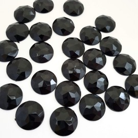 MajorCrafts® 16pcs 25mm Black Star Facets Flat Back Large Round Acrylic Rhinestones Craft Gems