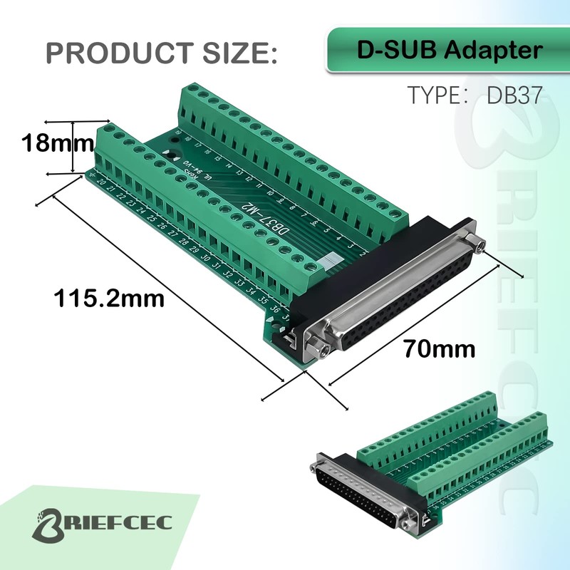 BRIEFCEC DB37 Adapter D-SUB RS-232 RS485 Serial to 37-Pin Solderless