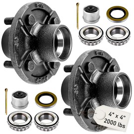 AuraWINS 4 on 4" Trailer Hub Kit Fit Both 1" Spindles BT8,2000 lbs Trailer Wheel Hub with L44643 Bearing Kit,Dust Cap and Rubber Plug,2 Sets