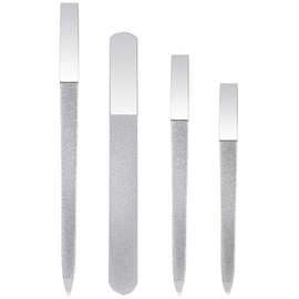 4 Pcs Metal Nail File Diamond Nail Files Stainless Steel Nail File Kit Double Side Fingernail Toenail Files for Salon Home Travel Use(5.9Inch)