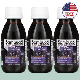 Sambucol Black Elderberry Syrup Essence, 3 units, 120ml / 삼부콜 블랙 엘더베리 시럽 진액, 3개, 120ml