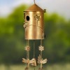 Zaer Ltd. Bronze/Copper Color Hanging Birdhouse Wind Chimes - Silo