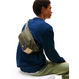 Tommy Jeans Essential Daily Fanny Pack Travel Crossbody Bag, Pewter Green