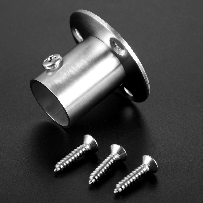 Hicello 2Pcs Stainless Steel Wardrobe Rail Rod Pole Socket End