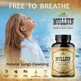 HERBALICIOUS Mullein Leaf Capsules - Verbascum Thapsus Supplement - Herbal Extract Promoting Lung Respiratory & Digestive Wellness - Lung Cleanse & Detox Support Pills - Vegan Non-GMO, 100 Tablets