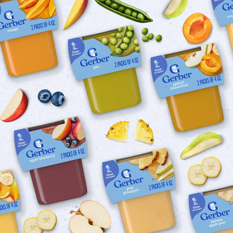 Gerber Stage 2 Baby Food Peas, Baby Peas Puree Tub,