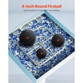 VEVOR Ceramic Fire Balls, 4 Inch 12 Pcs Round Fire Stones, Reusable Lava Rocks Indoor and Outdoor Use, Decorative Fire Pit Rocks for Propane/Gas Fireplace, Stove, Courtyard, Camping, Black