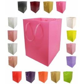 Glossy Vibrant Flower Gift Bag, Bouquet Vase | Valentines | Anniversary | Love | Transportation Display (1, Hot Pink)