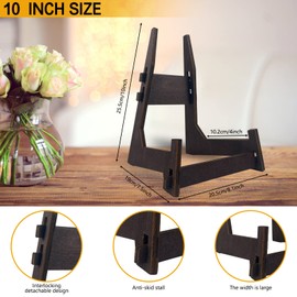 YSWOMOSKD 1 Pack 10 Inch Plate Stand, Wooden Stand for Display, Decorative Picture Frame Stand, Easel Display Stand, Plate Holder Display Stand (10 inch-1pcs)